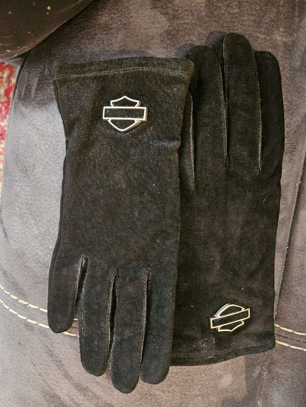 Harley Davidson Women Black Suede Riding Gloves Size Large
